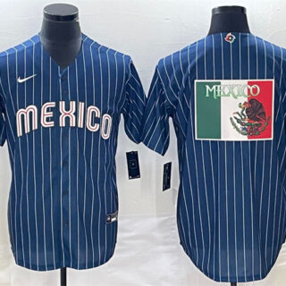 Men's Mexico Baseball Navy Team Big Logo World Baseball Classic Stitched Jersey 002