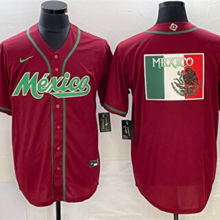 Men's Mexico Baseball Red 2023 World Baseball Classic Team Big Logo Stitched Jerseys