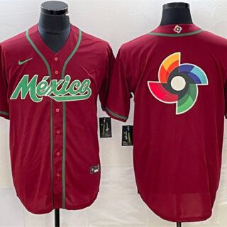 Men's Mexico Baseball Red 2023 World Baseball Classic Team Big Logo Stitched Jersey