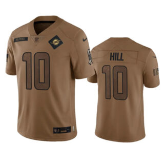 Men's Miami Dolphins #10 Tyreek Hill 2023 Brown Salute To Service Limited Stitched Football Jersey