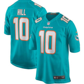 Men's Miami Dolphins #10 Tyreek Hill Aqua Stitched Game Jersey