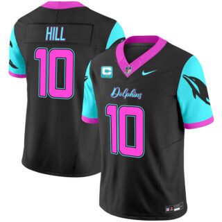 Men's Miami Dolphins #10 Tyreek Hill Black F.U.S.E. With 1-Star C Patch Miami Vice Vapor Limited Stitched Football Jersey
