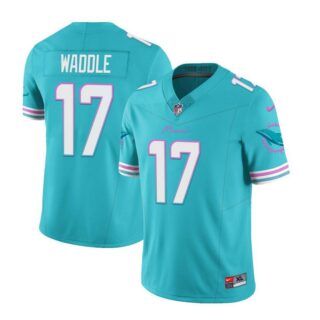 Men's Miami Dolphins #17 Jaylen Waddle Aqua 2023 F.U.S.E Vapor Limited Stitched Football Jersey