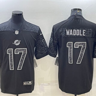Men's Miami Dolphins #17 Jaylen Waddle Black Reflective Limited Stitched Football Jersey