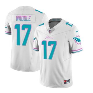 Men's Miami Dolphins #17 Jaylen Waddle White 2023 F.U.S.E Vapor Limited Stitched Football Jersey