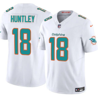 Men's Miami Dolphins #18 Tyler Huntley White 2024 F.U.S.E Vapor Limited Stitched Football Jersey