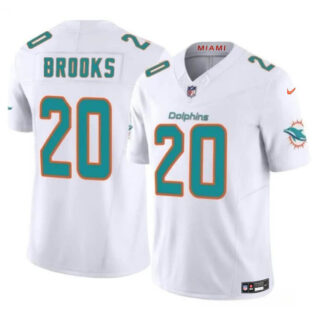 Men's Miami Dolphins #20 Jordyn Brooks White 2024 F.U.S.E Vapor Limited Stitched Football Jersey
