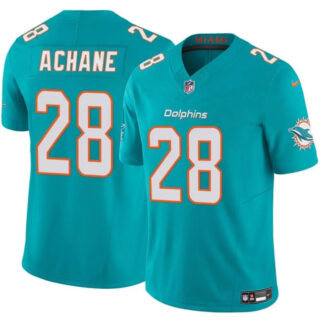 Men's Miami Dolphins #28 De'Von Achane Aqua 2024 F.U.S.E Vapor Limited Stitched Football Jersey