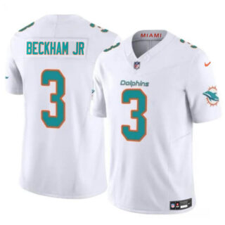 Men's Miami Dolphins #3 Odell Beckham Jr White 2023 F.U.S.E Vapor Limited Stitched Football Jersey