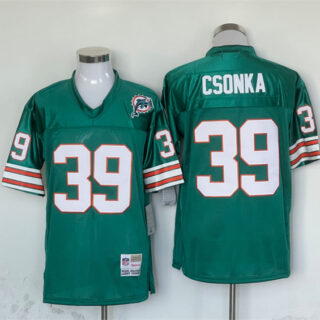 Men's Miami Dolphins #39 Larry Csonka Aqua 1972 Stitched Game Football Jersey