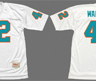 Men's Miami Dolphins #42 Paul Warfield White 1972 Throwback Stitched Football Jersey