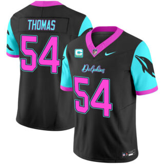 Men's Miami Dolphins #54 Zach Thomas Black F.U.S.E. With 4-Star C Patch Miami Vice Vapor Limited Stitched Football Jersey