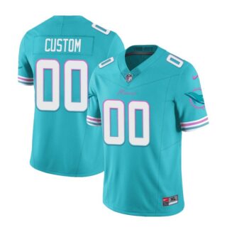 Men's Miami Dolphins Active Player Custom Aqua 2023 F.U.S.E Vapor Limited Stitched Football Jersey