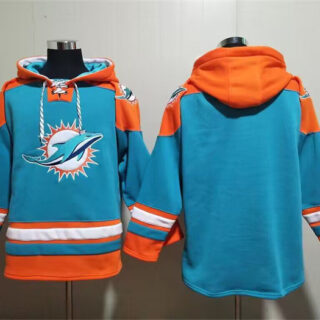 Men's Miami Dolphins Blank Aqua Lace-Up Pullover Hoodie