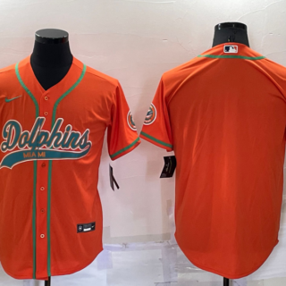 Men's Miami Dolphins Blank Orange Cool Base Stitched Baseball Jersey