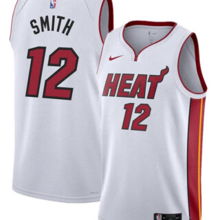 Men's Miami Heat #12 Dru Smith White 2024 Association Edition Stitched Basketball Jersey