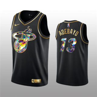 Men's Miami Heat #13 Bam Adebayo 2021 22 Black Golden Edition 75th Anniversary Diamond Logo Stitched Basketball Jersey