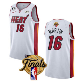 Men's Miami Heat #16 Caleb Martin White 2023 Finals Association Edition With NO.6 Patch Stitched Basketball Jersey