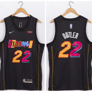 Men's Miami Heat #22 Jimmy Butler Black Stitched Jersey