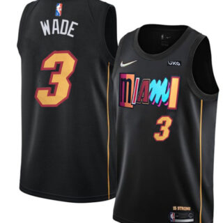 Men's Miami Heat #3 Dwyane Wade Black 75th Anniversary 2021 2022 City Edition Stitched Jersey
