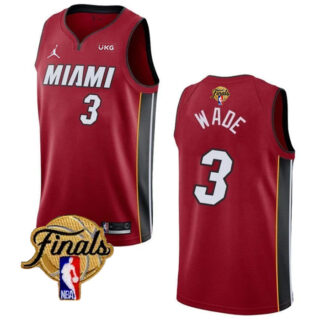 Men's Miami Heat #3 Dwyane Wade Red 2023 Finals Statement Edition Stitched Basketball Jersey