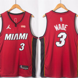 Men's Miami Heat #3 Dwyane Wade Red Statement Edition 75th Anniversary Stitched Jersey