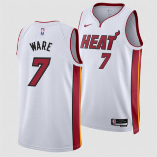 Men's Miami Heat #7 Kel'el Ware White 2024 Draft Association Edition Stitched Basketball Jersey