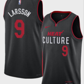 Men's Miami Heat #9 Pelle Larsson Black 2024 Draft City Edition Stitched Basketball Jersey