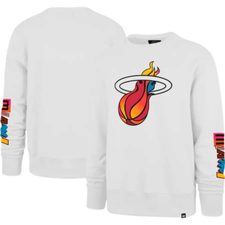 Men's Miami Heat '47 White 2022 23 City Edition Two-Peat Headline Pullover Sweatshirt