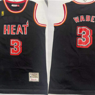 Men's Miami Heat 3 Dwyane Wade Black Stitched Basketball Jersey