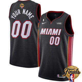 Men's Miami Heat Active Player Custom Black 2023 Finals Icon Edition With NO.6 Patch Stitched Basketball Jersey