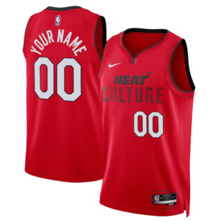 Men's Miami Heat Active Player Custom Red 2024 25 City Edition Stitched Basketball Jersey