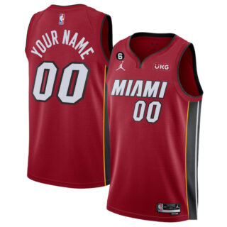 Men's Miami Heat Active Player Custom Red Statement Edition With NO.6 Patch Stitched Basketball Jersey