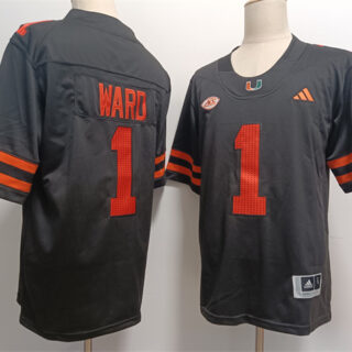 Men's Miami Hurricanes #1 Cam Ward Black F.U.S.E. Stitched Jerseys