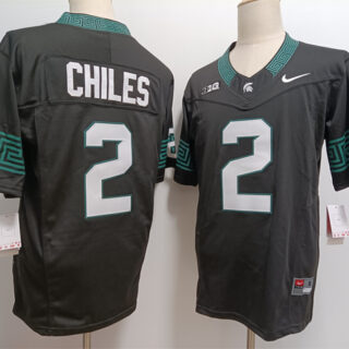 Men's Michigan State Spartans #2 Aidan Chiles Black F.U.S.E. Stitched Football Jersey
