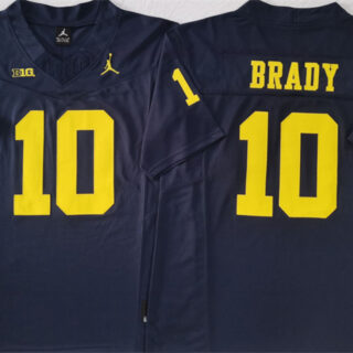 Men's Michigan Wolverines #10 Tom Brady Navy F.U.S.E Stitched Jersey