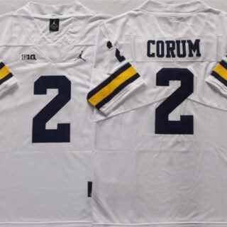 Men's Michigan Wolverines #2 CORUM White Stitched Jersey