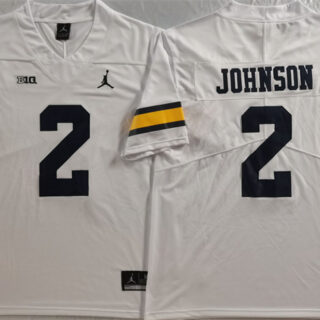 Men's Michigan Wolverines #2 Will Johnson White Stitched Jersey
