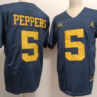 Men's Michigan Wolverines #5 Jabrill Peppers Navy Stitched Jersey