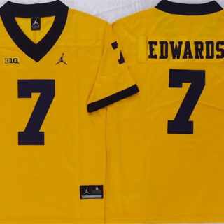 Men's Michigan Wolverines #7 Donovan Edwards Yellow Stitched Jersey