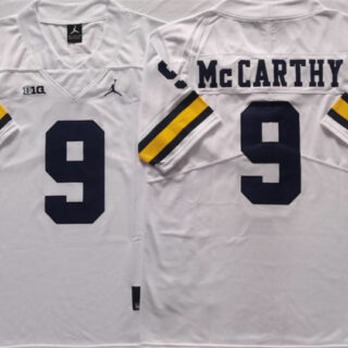 Men's Michigan Wolverines #9 McCARTHY White Stitched Jersey