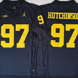 Men's Michigan Wolverines #97 Aidan Hutchinson 2023 F.U.S.E. Navy Stitched Jersey
