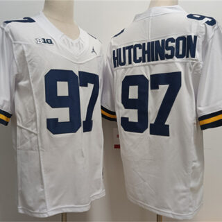 Men's Michigan Wolverines #97 Aidan Hutchinson White Stitched Jersey