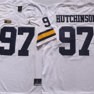Men's Michigan Wolverines #97 HUTCHINSON White Stitched Jersey