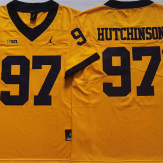 Men's Michigan Wolverines #97 HUTCHINSON Yellow Stitched Jersey