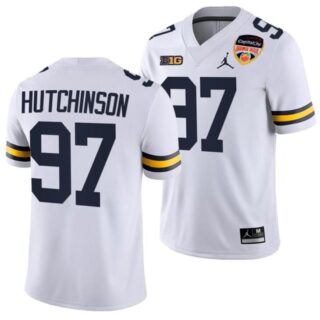 Men's Michigan Wolverines Customized White College Football Playoff Stitched Jersey