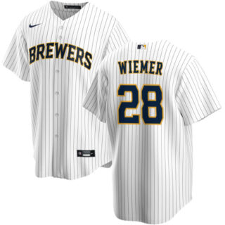 Men's Milwaukee Brewers #28 Joey Wiemer Cream Cool Base Stitched JerseyS