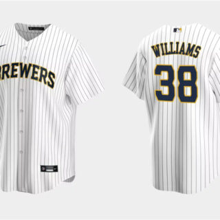 Men's Milwaukee Brewers #38 Devin Williams White Cool Base Stitched Jersey