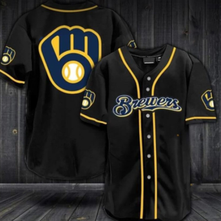 Men's Milwaukee Brewers Black Cool Base Stitched Jersey