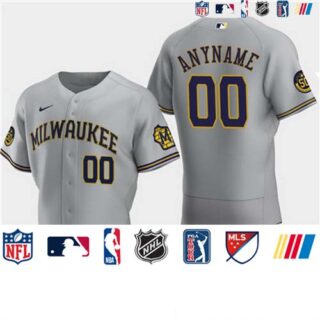 Men's Milwaukee Brewers Custom 50th Anniversary 2020 Gray Flexbase Jersey
